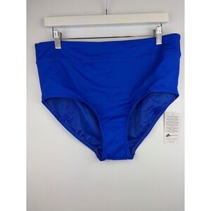 Lands' End Swim Bikini Bottoms Blue High Waist Beach Vacation Holiday Size 14